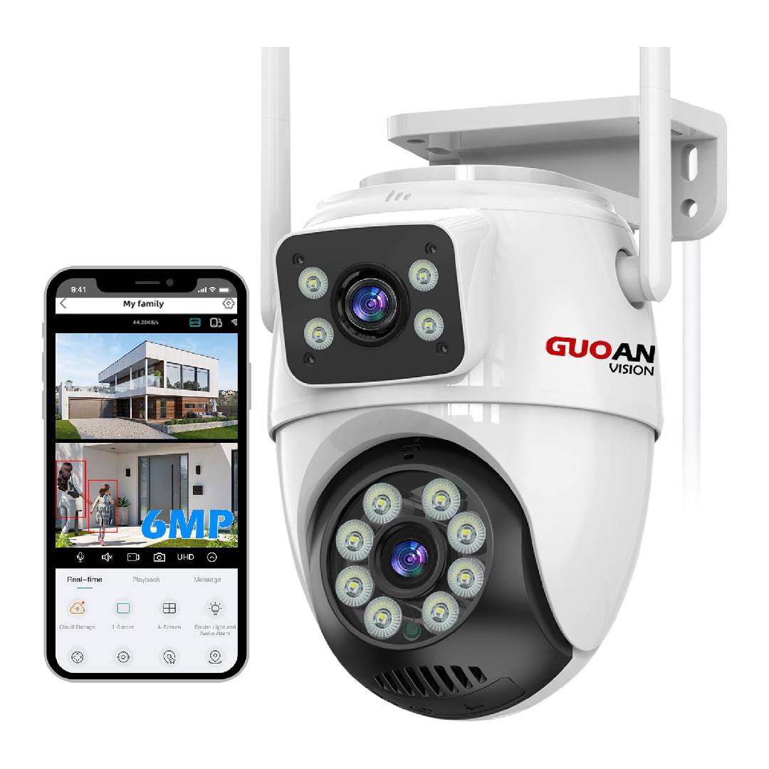 GUOANVISION 6MP Dual Lens Outdoor Security Camera