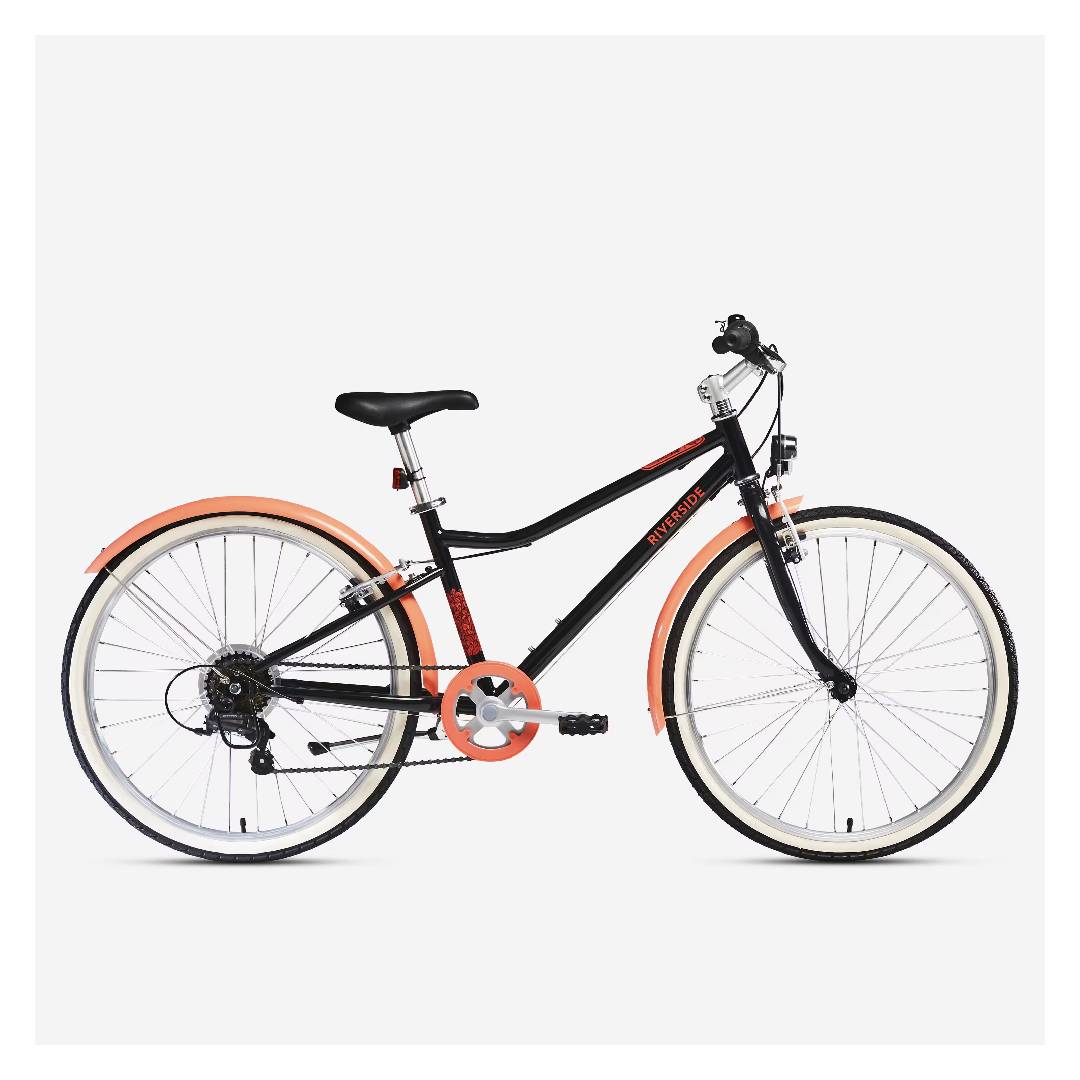 Kids' 9-12 Years 24" Hybrid Bike Riverside 500 - Black