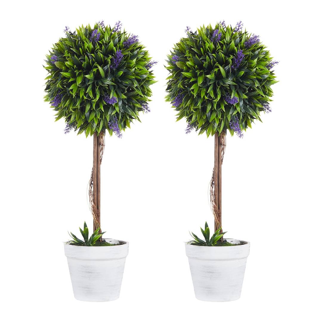 HOMCOM Set of 2 Decorative Artificial Plants Ball Trees