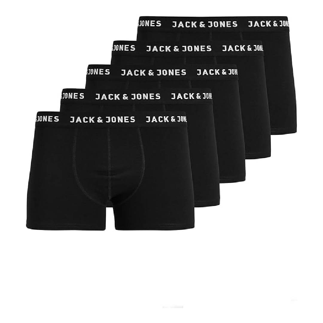JACK & JONES Mens JAChuey 5 Pack Durable Contrast Stretch Boxer Briefs