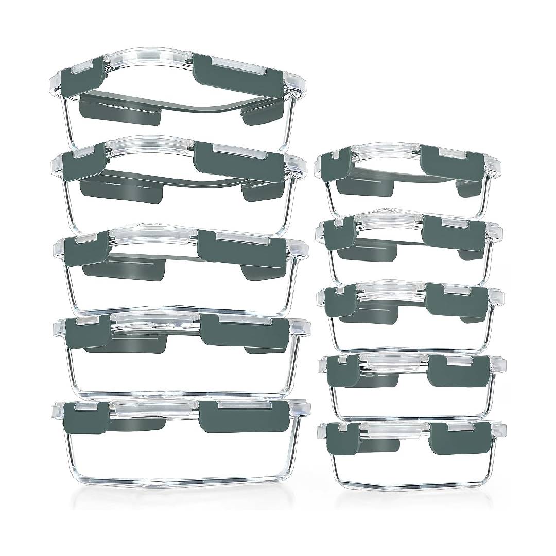VERONES 10 Pack Glass Meal Prep Containers