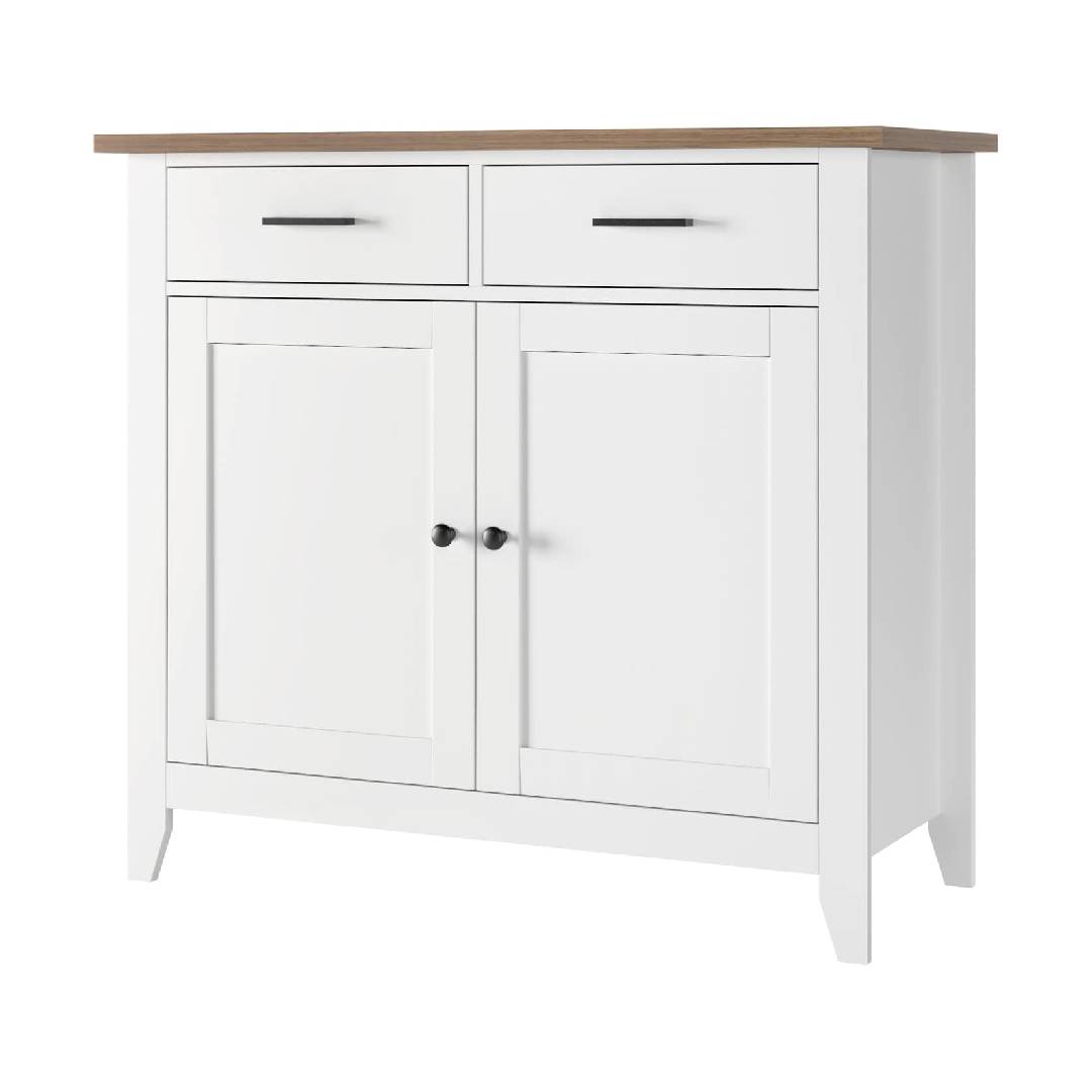 HOCSOK Sideboard White Kitchen Cabinet with 2 Drawers and 2 Doors