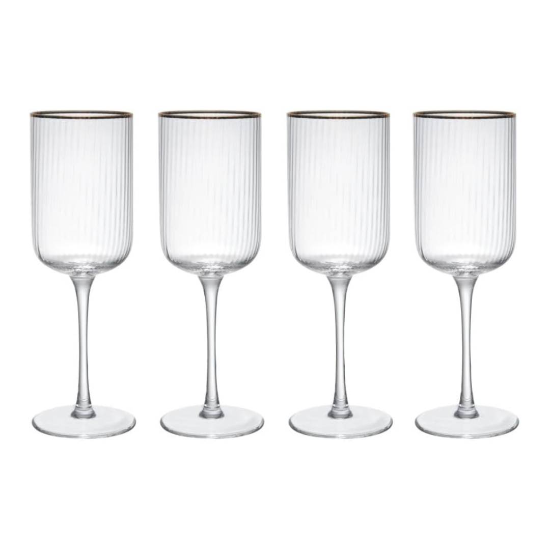 Set of 4 Ridged Crystal Red Wine Glasses