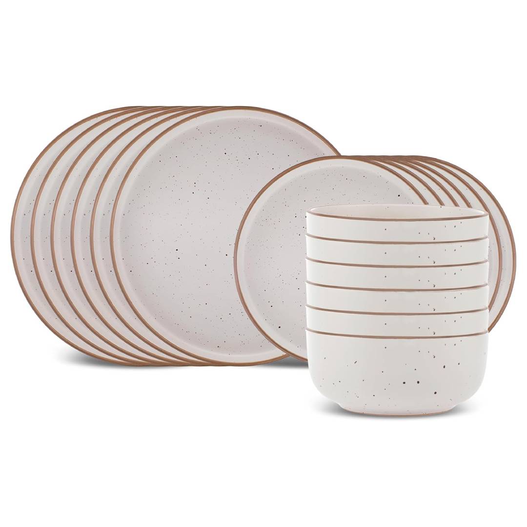 18-Piece Stoneware Plate Set