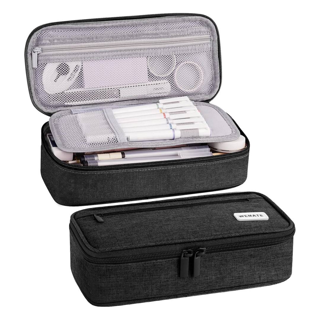 large canvas pencil case with compartments