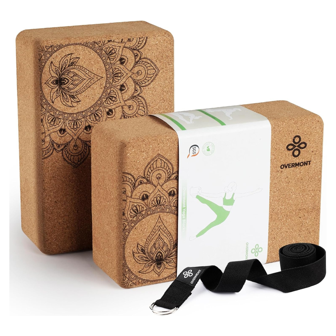 cork yoga blocks with strap set