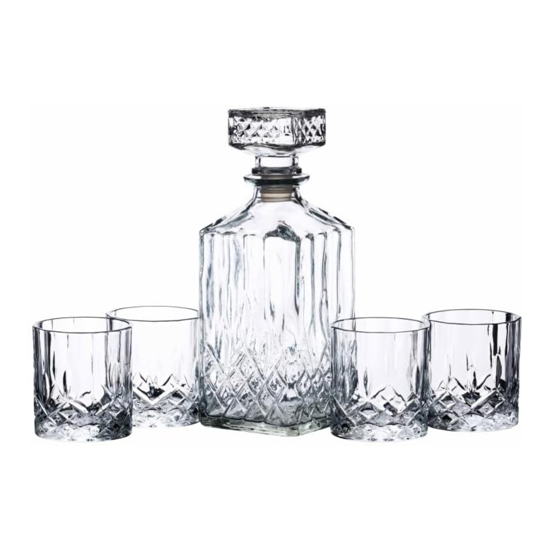 cut glass decanter and tumbler set