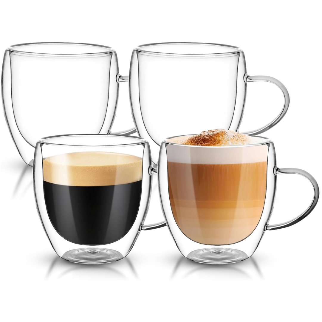double walled glass coffee mugs set