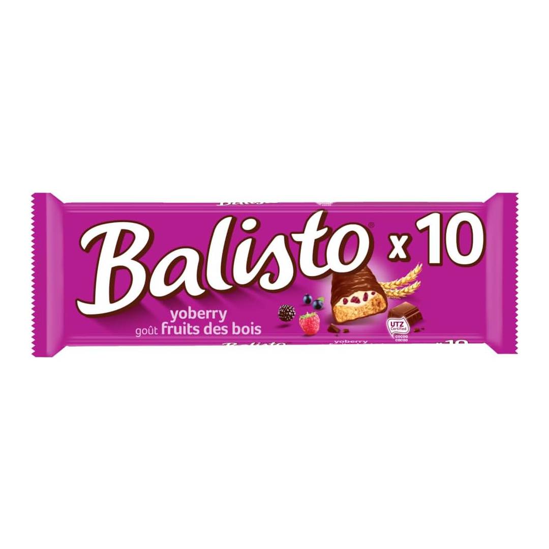 Balisto Yoberry Cereal and Milk Chocolate Biscuit Bar 10 x 18.5 g Wood Fruit Flavour Box of Chocolate Bars 185 g