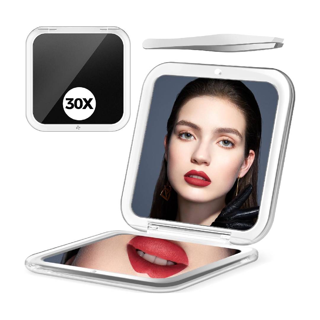 MOMOKUBA Compact Mirror, 30X Magnifying mirror for Purses