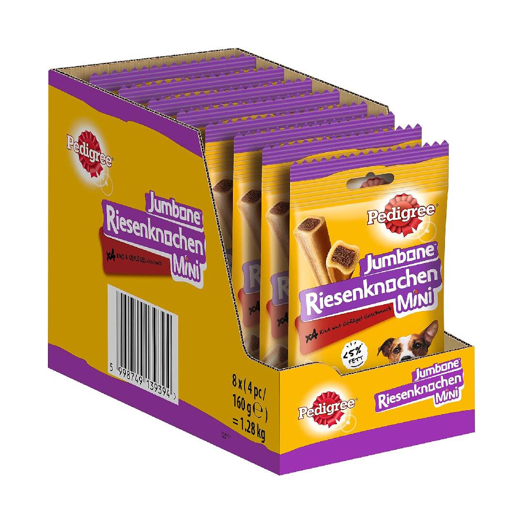 Pedigree Dog Treats Giant Bone for Small Dogs with Beef & Poultry, Pack of 32 (8 x 4 Pieces)