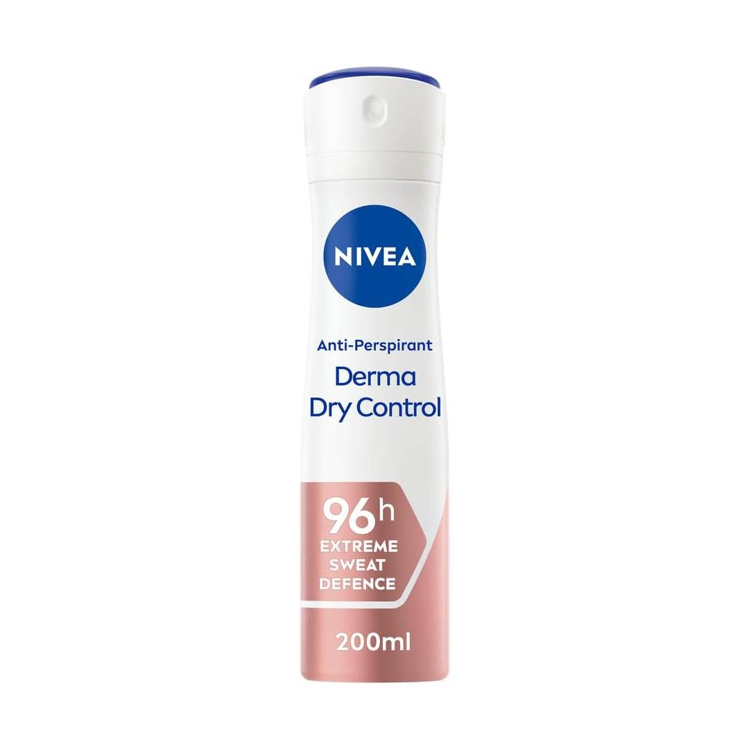 NIVEA Derma Dry Control Antiperspirant 96h Deodorant Spray (200 ML)