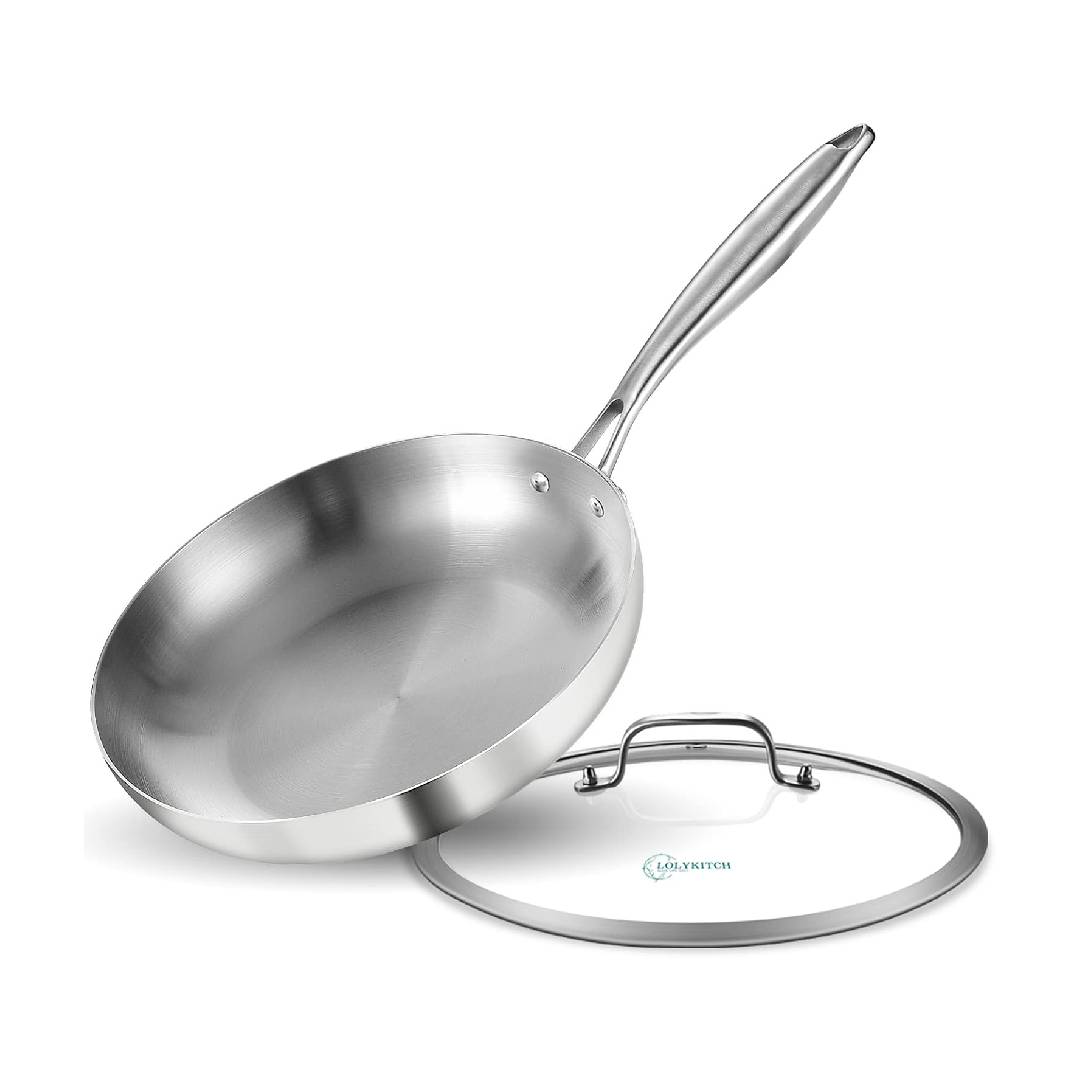 LOLYKITCH 24 CM Tri-Ply Stainless Steel Frying Pan