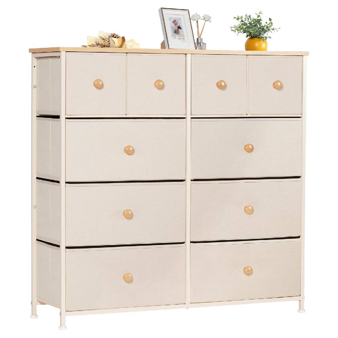 LYNCOHOME Chest of Drawers with Fabric Drawers