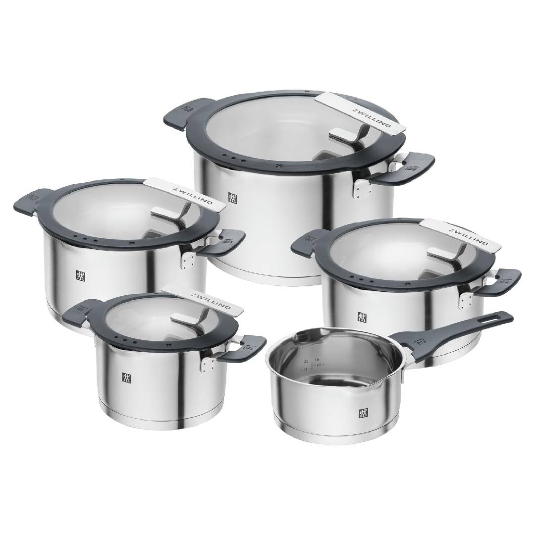 ZWILLING Simplify 5-Piece Saucepan Set with Integrated Strainer in Lid