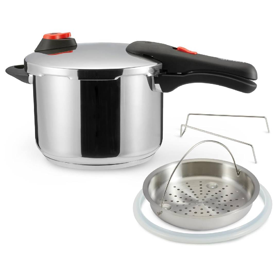 Amazon Basics Stainless Steel Pressure Cooker with Steamer