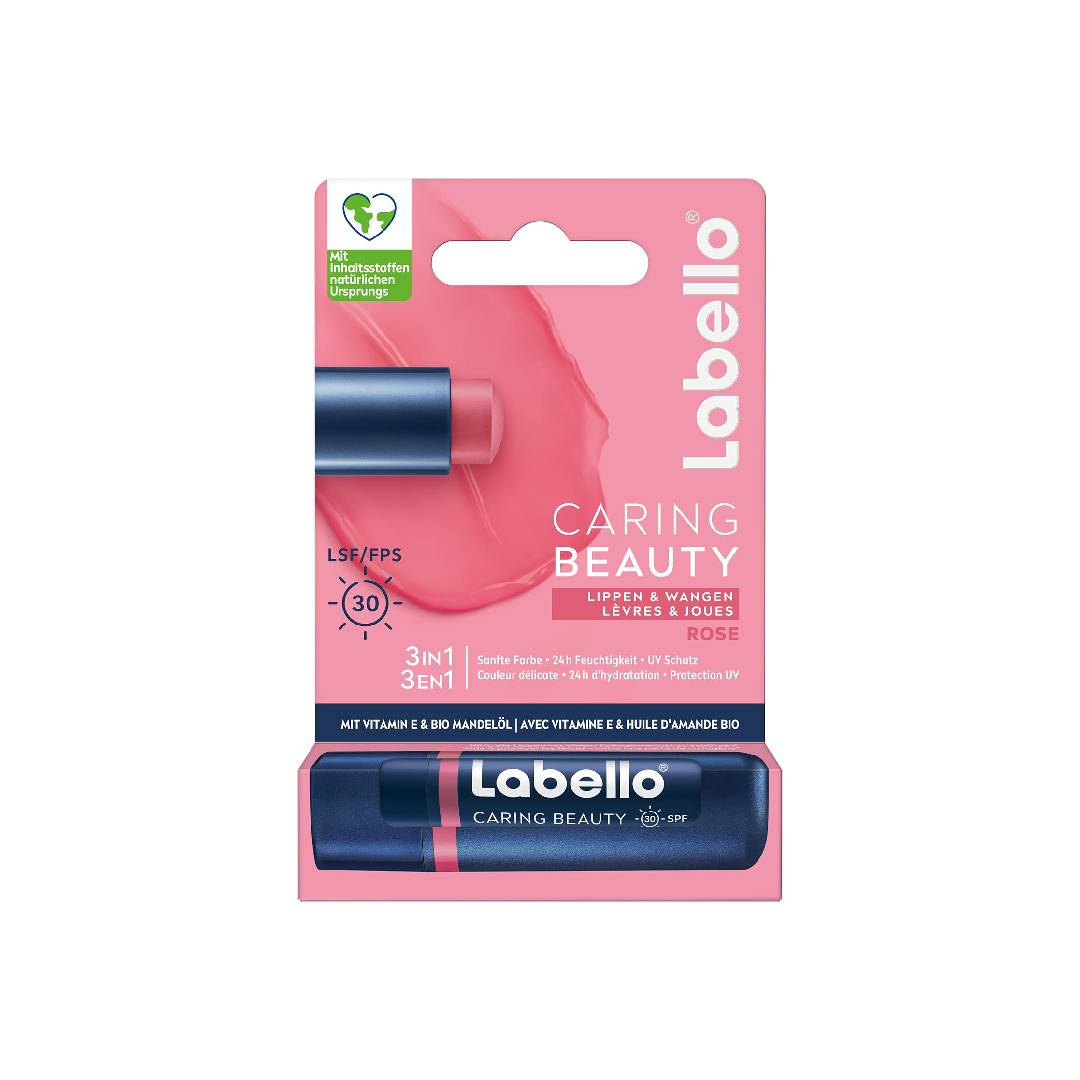 Labello Caring Beauty Rose Lip Balm with Colour and Sun Protection