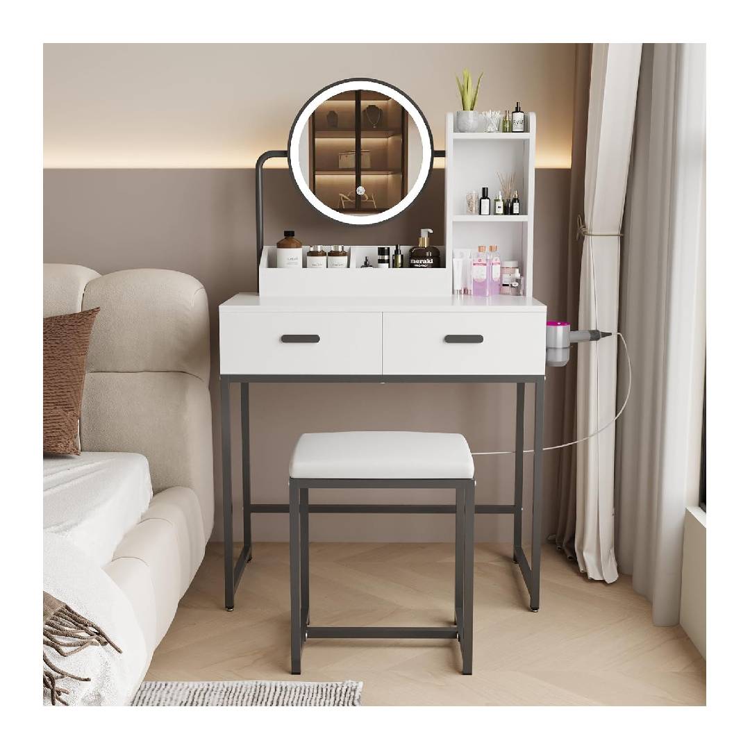 YOURLITE Small Dressing Table with Lighted Mirror and Lights