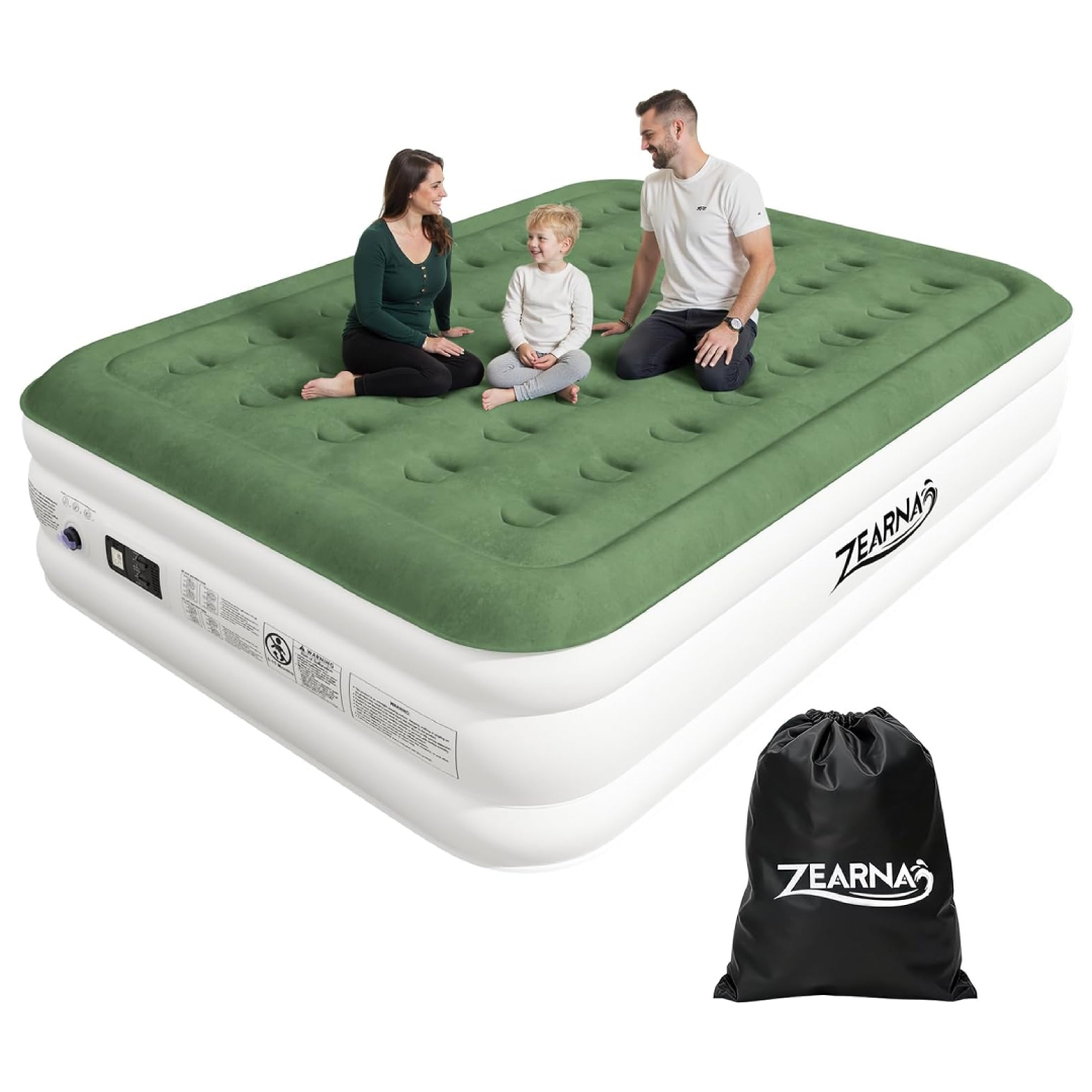 Zearna king size air mattress with pump