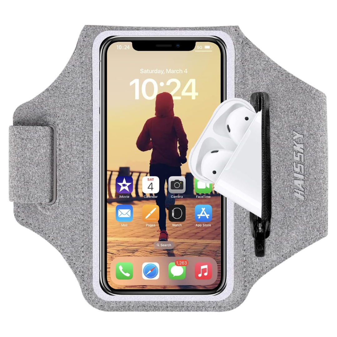 running armband phone holder with zipper pocket