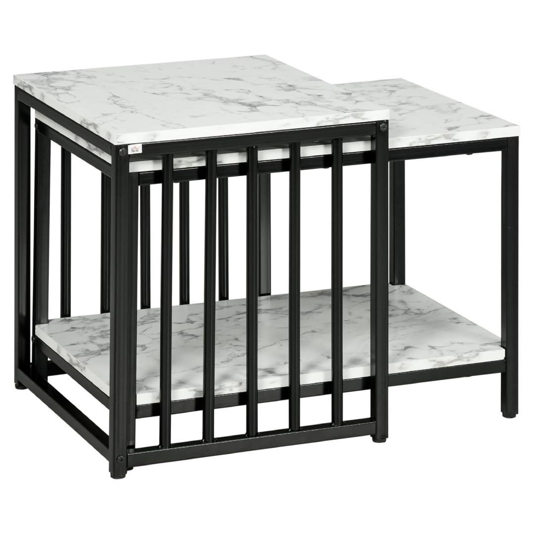 HOMCOM nesting coffee tables marble look