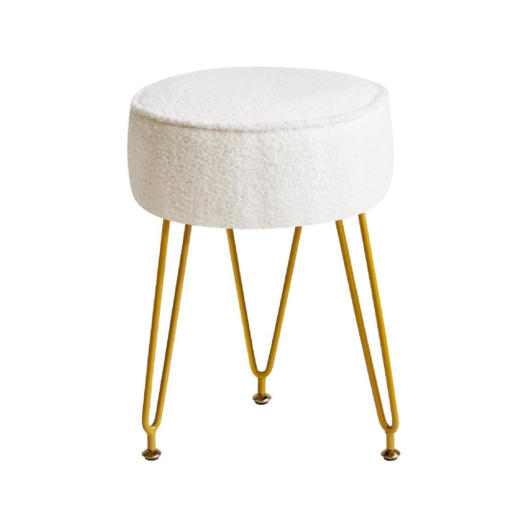 IBUYKE Teddy Velvet Round Footrest Stool Ottoman
