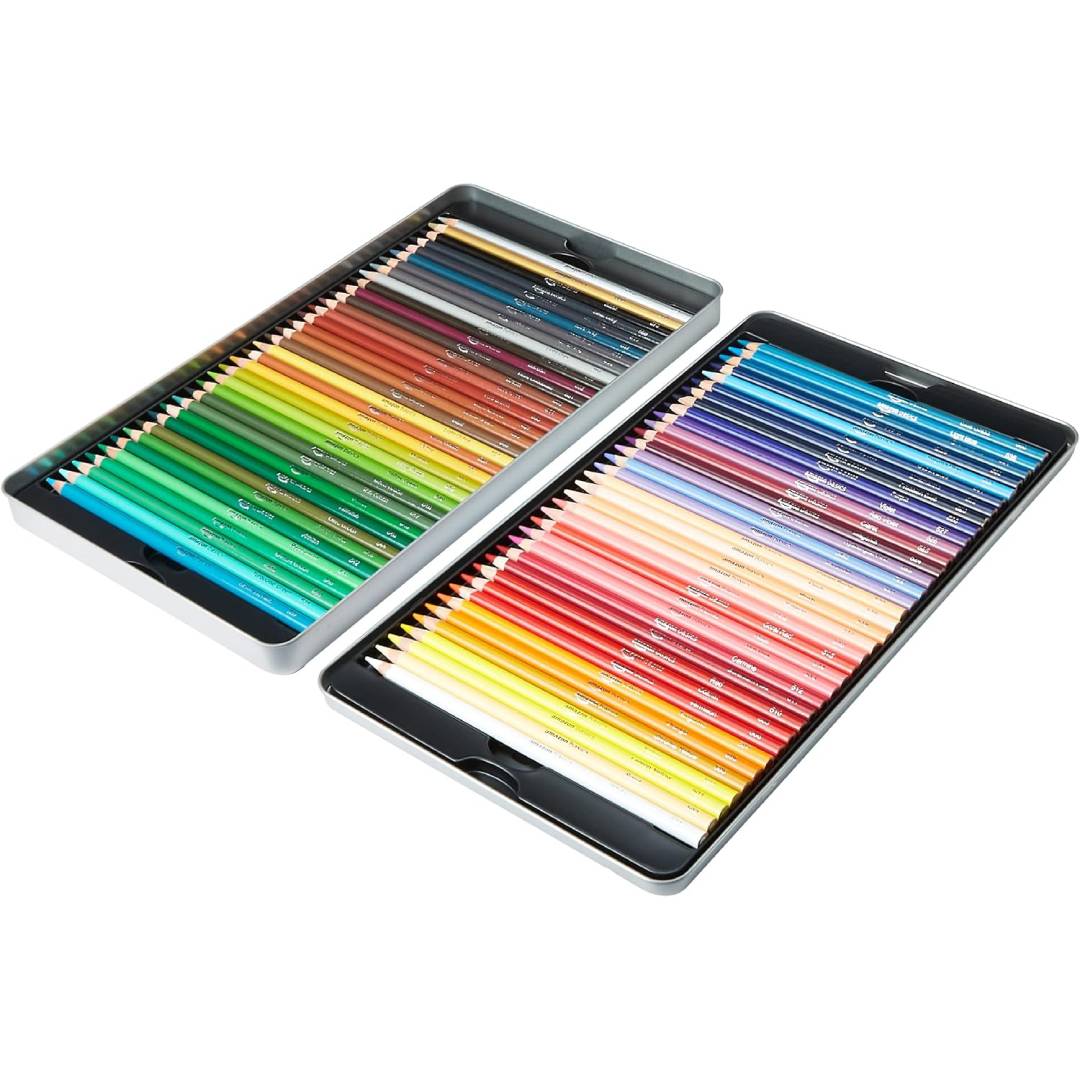 Amazon Basics Coloured Pencils in Tin Box, Pack of 72 - Assorted Colours