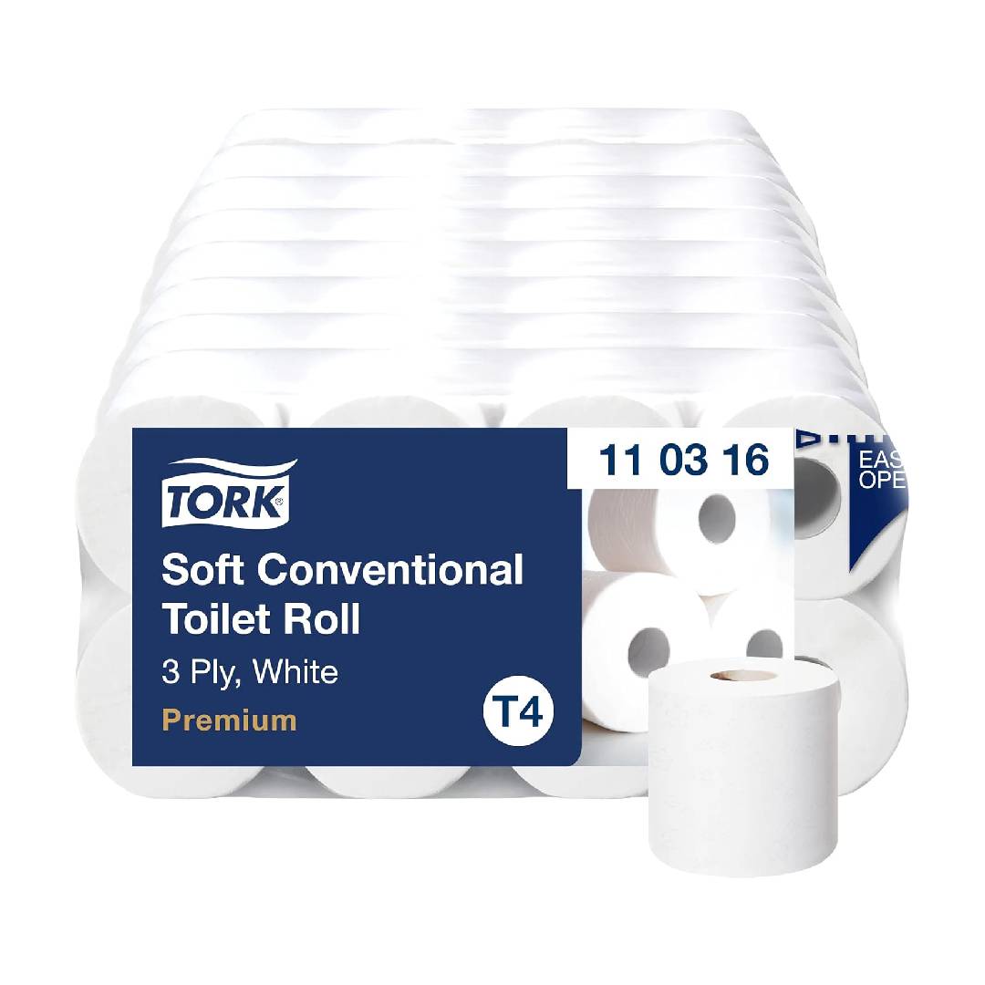 Tork Soft Small Roll Toilet Paper in White T4, Premium