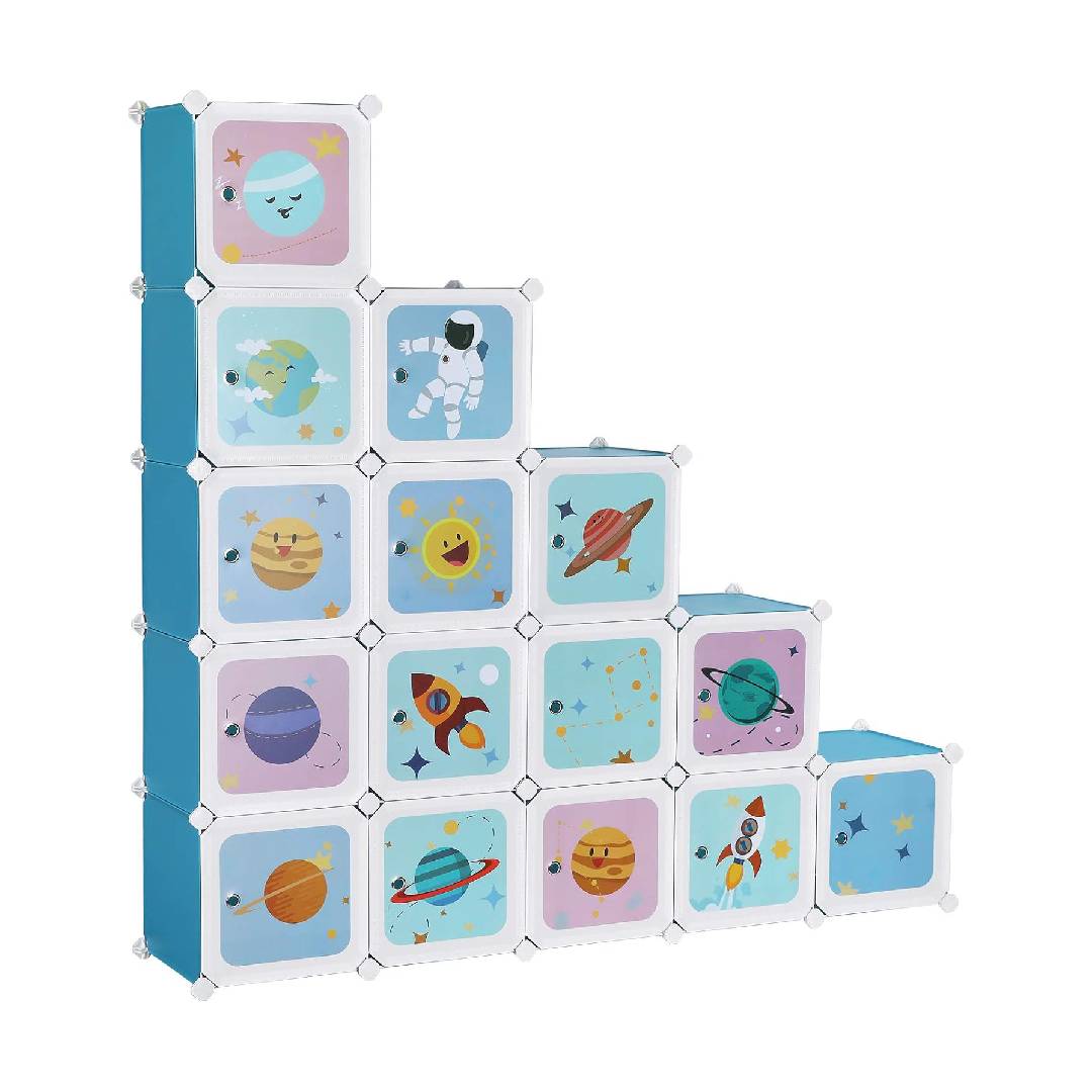 SONGMICS 15-Cube Shelving Unit, Storage Cabinet for Kids