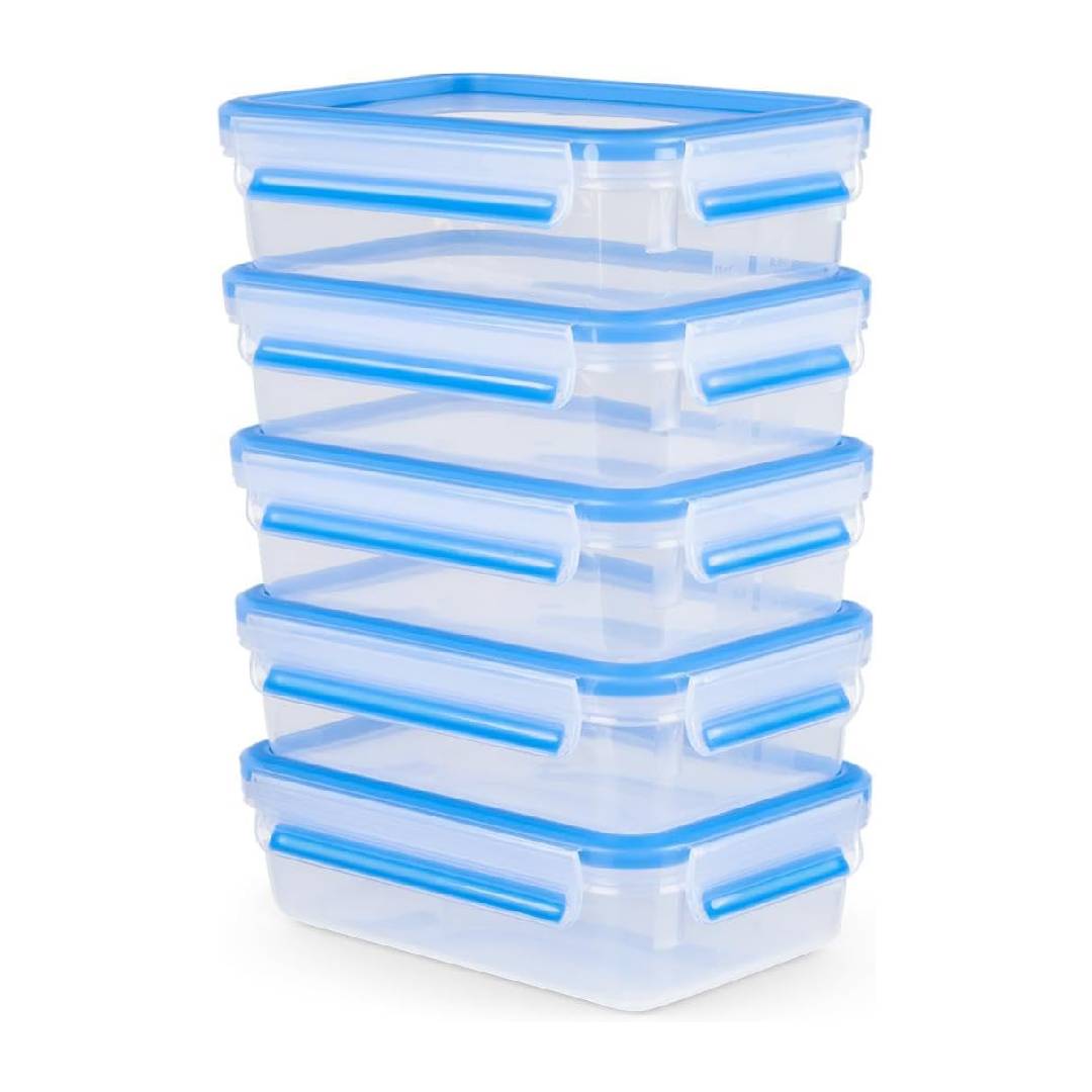 Tefal Meal Prep Containers Set, Masterseal Fresh 5-Piece Plastic Food Storage Container Set