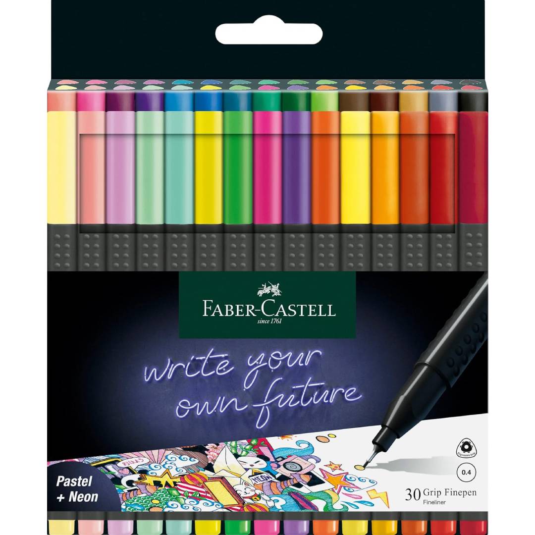 Faber-Castell 151630 Box of 30 Grip Fineliners