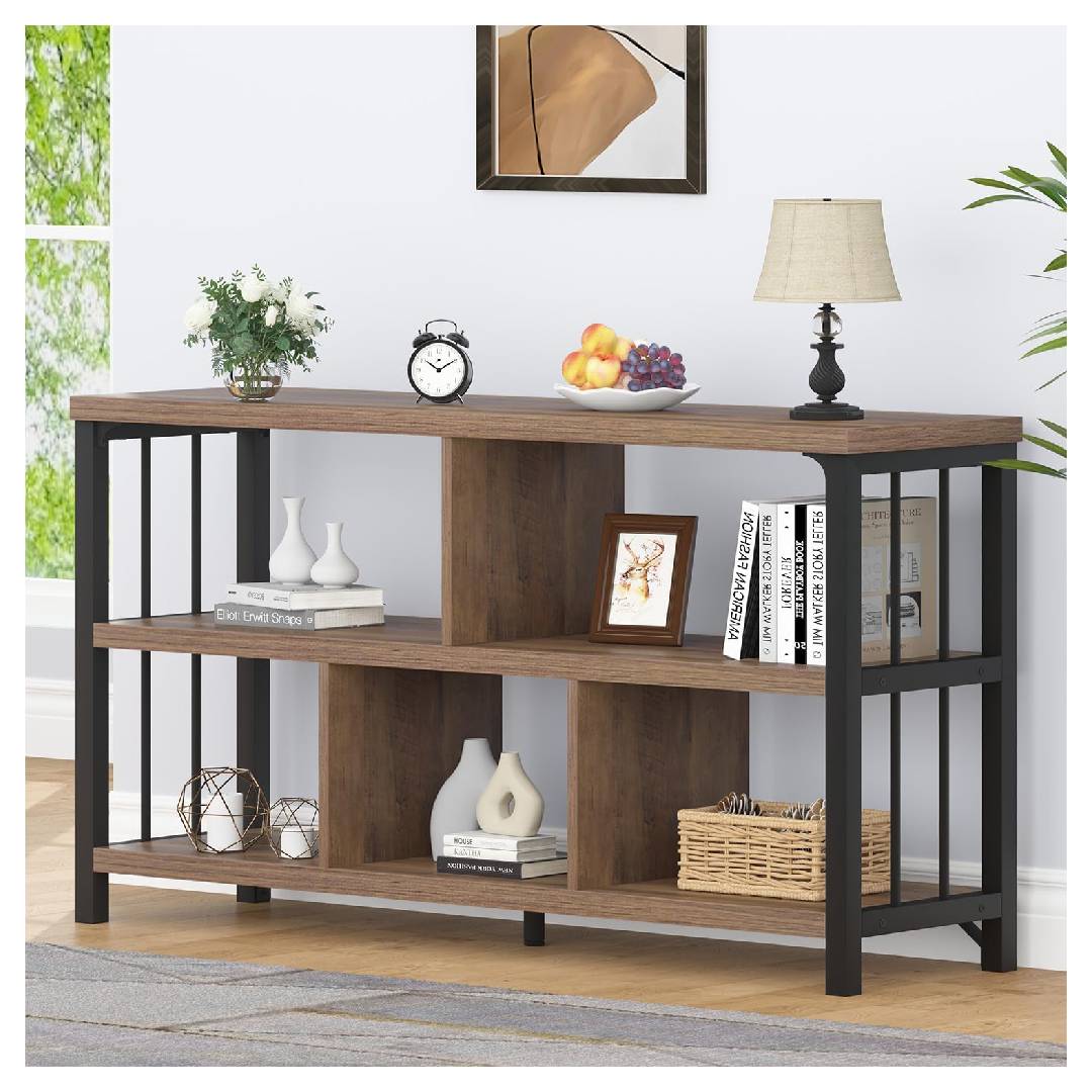 IBF 5 Cube Storage Organizer, Industrial Low Horizontal Bookshelf