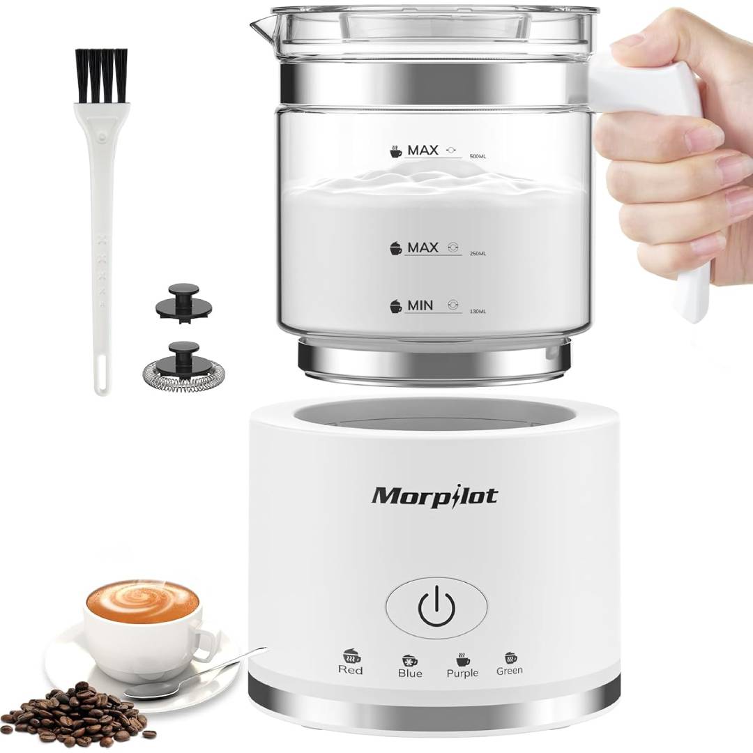 Milk Frother Electric 4 in 1-500ML Automatic Milk Frothers Large Capacity Milk Steamer and Heater Hot & Cold Milk Warmer for Latte Coffee Cappuccino