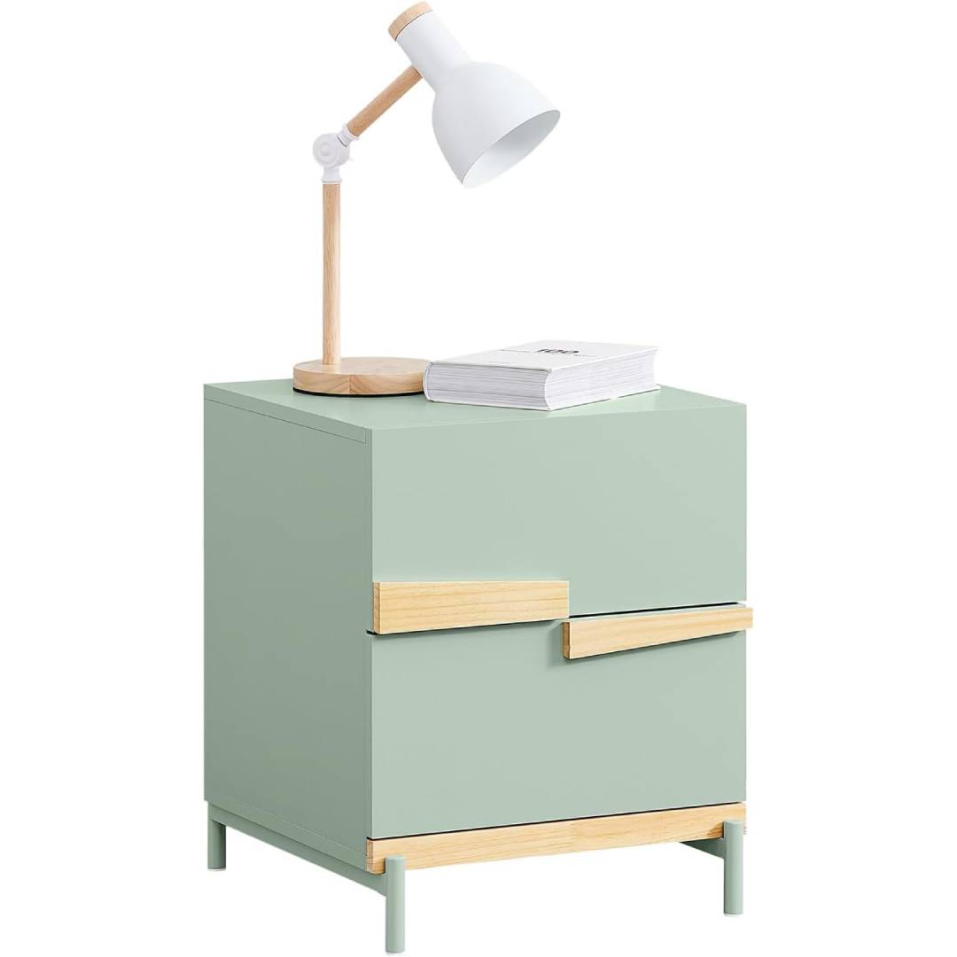 SoBuy Bedside Table with 2 Drawers Side Table Nightstand for Bedroom and Living Room Green W40 x D44 x H49cm FBT164-GR