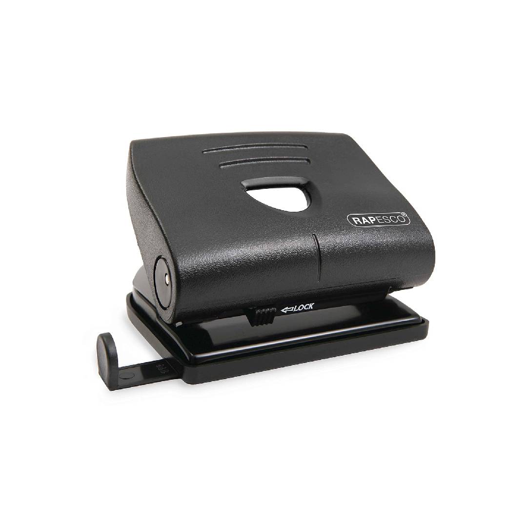 Rapesco PF8700B1 820-P 2-Hole Punch with Antibacterial Protection, 22 Sheet Capacity, Black