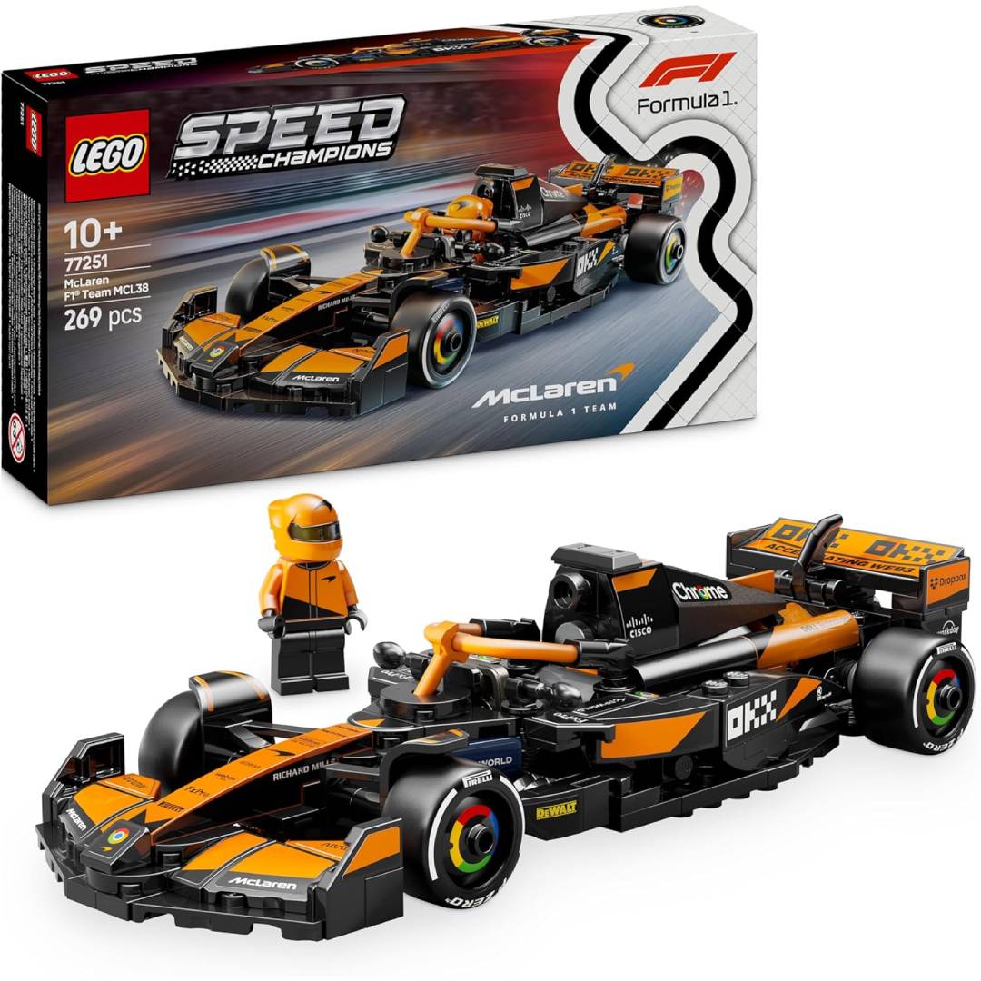 LEGO Speed Champions McLaren F1 Team MCL38 Race Car Toy with a Collectible Formula 1 Driver Minifigure