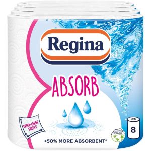 Regina Absorb Kitchen Towels – 8 Rolls Per Pack