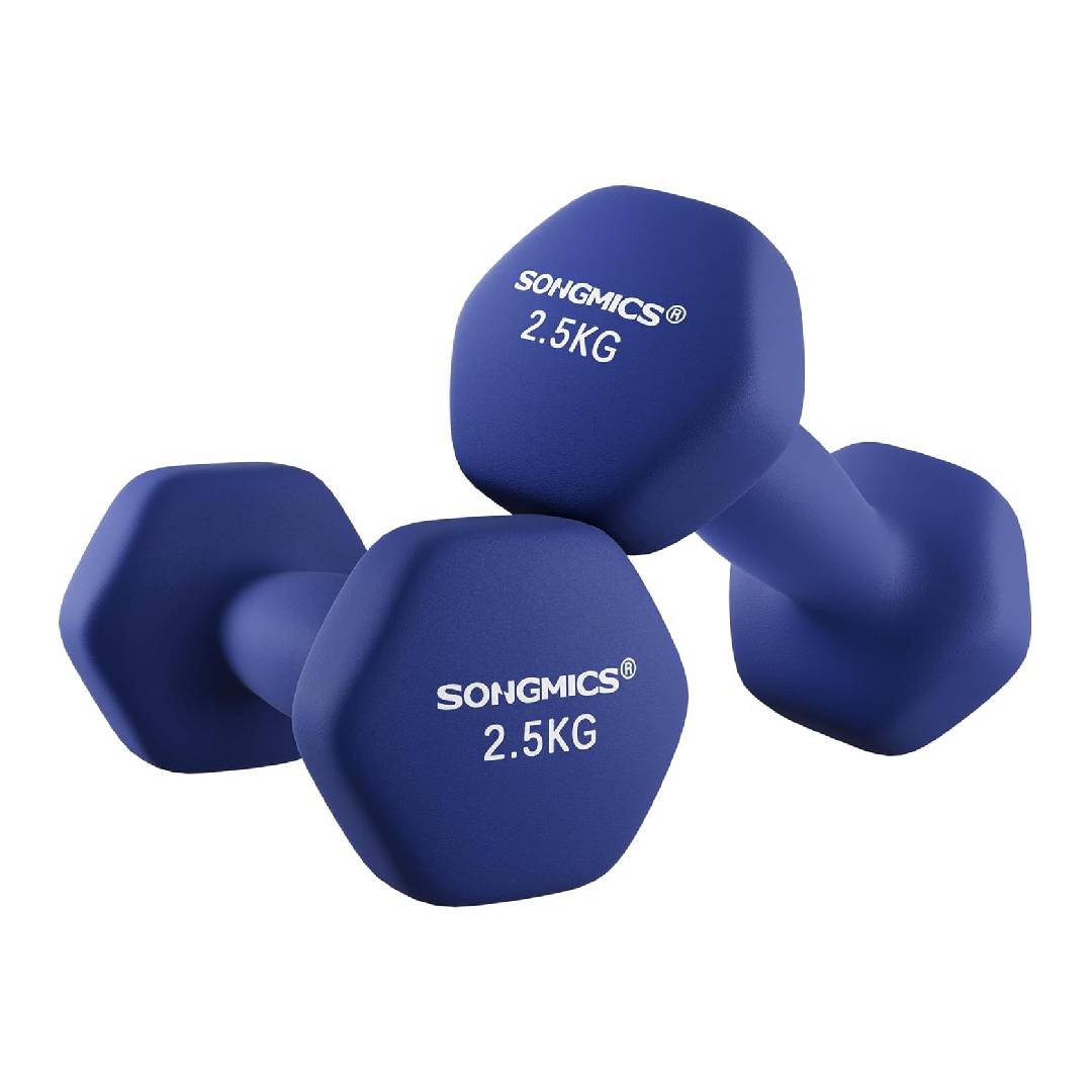 SONGMICS Set of 2 Dumbbells, 2 x 8 kg Hand Weights with Neoprene Coating