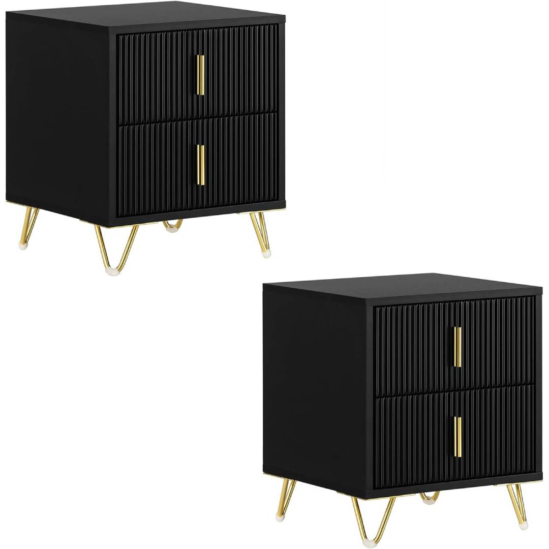 SoBuy Set of 2 Bedside Table Bedside Cabinet Nightstand with 2 Drawers
