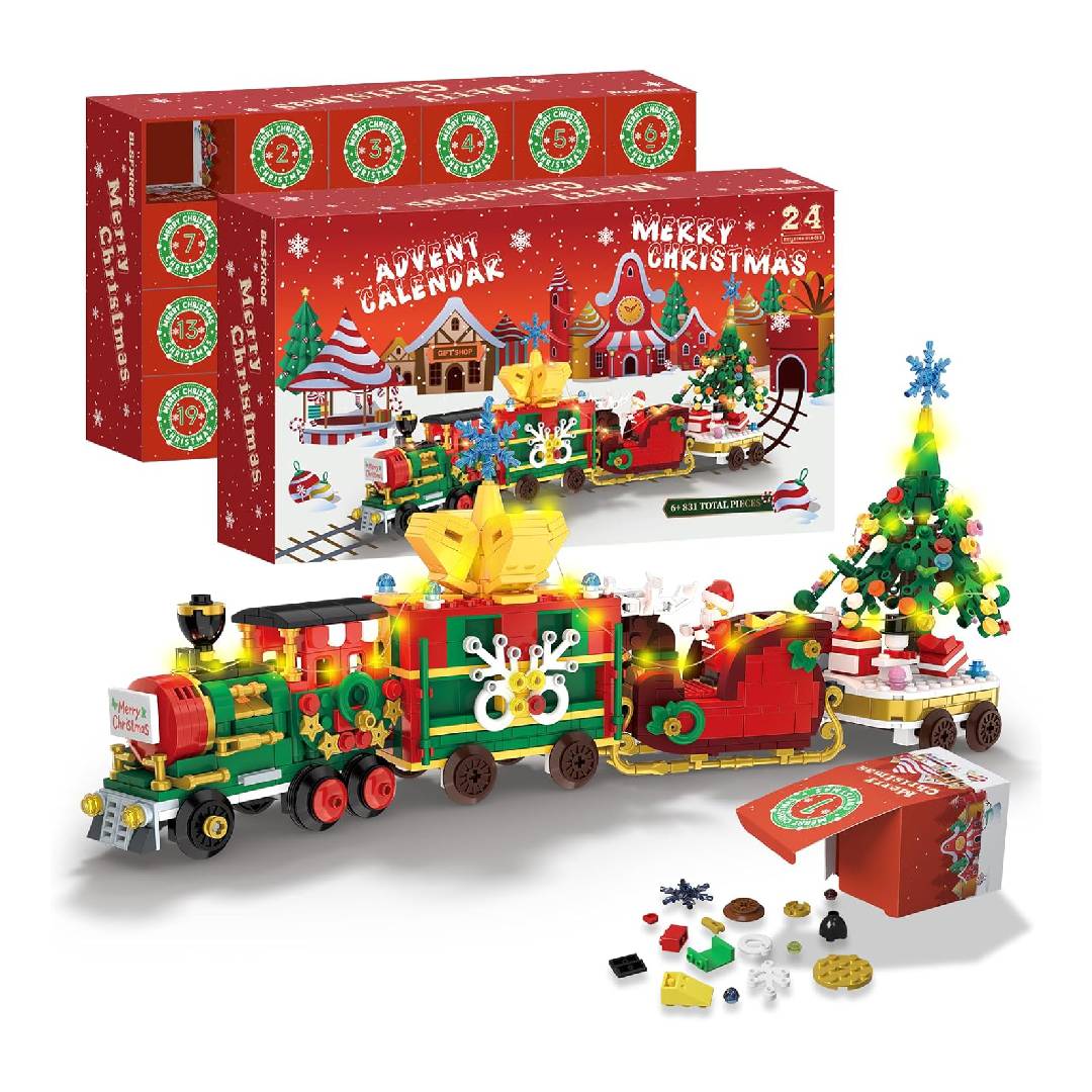 Advent Calendar 2025 Christmas Train Building Blocks Set