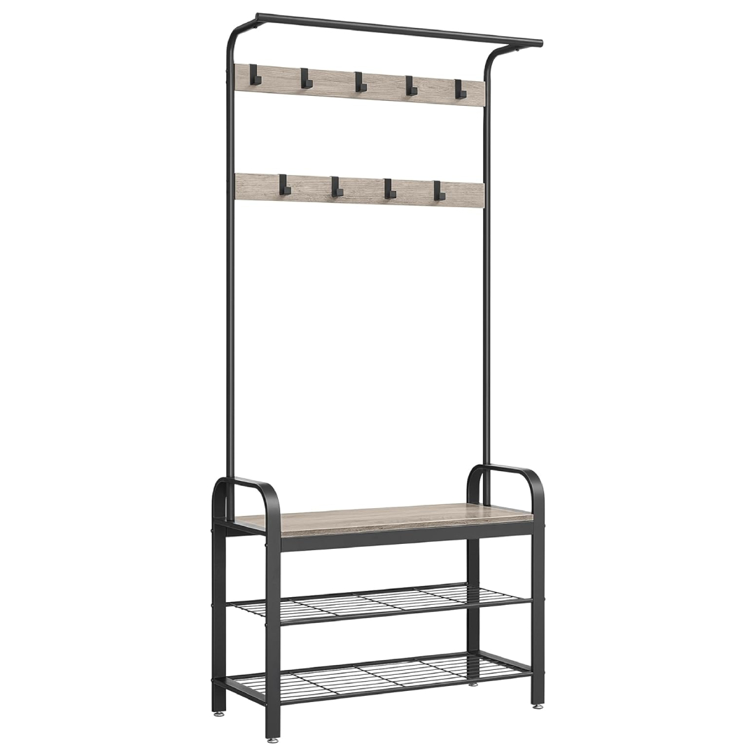 VASAGLE coat rack with bench and hooks for hallway storage