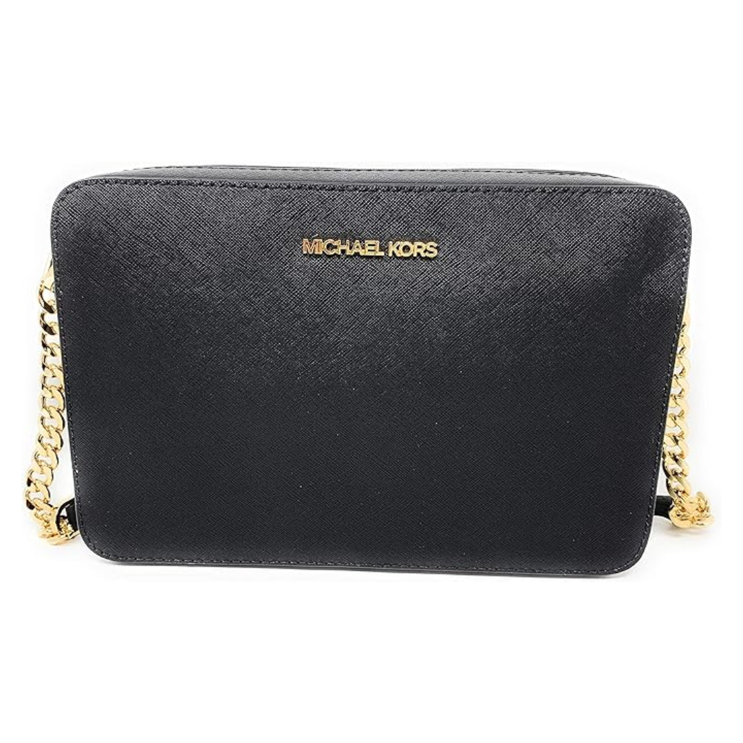 Michael Kors Jet Set shoulder bag in black Saffiano leather