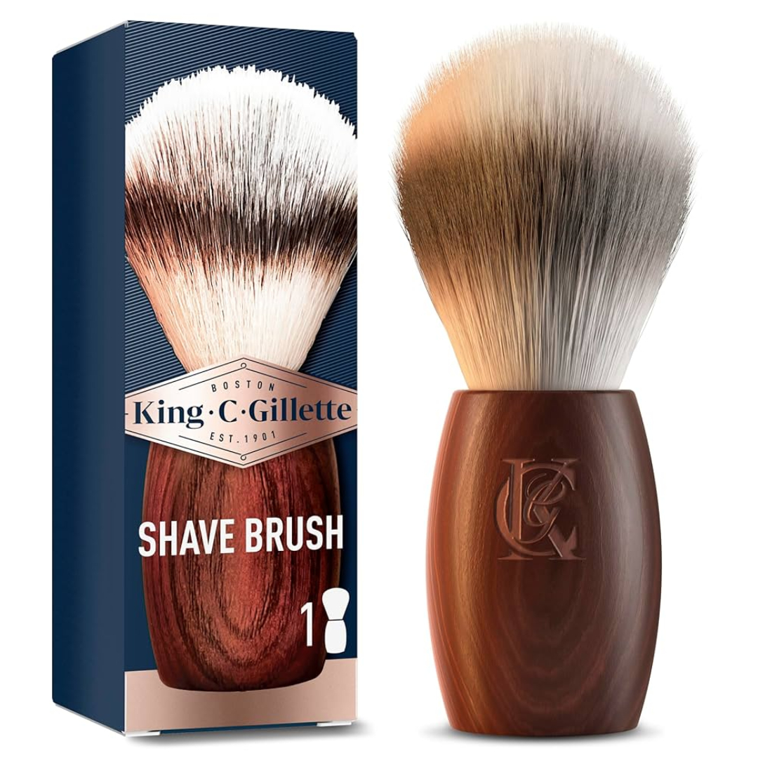 King C Gillette vegan shaving brush with wooden handle