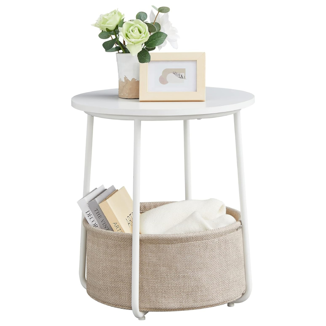 vasagle side table with fabric basket