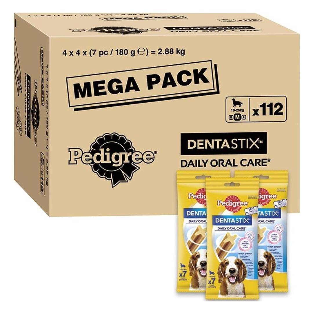 Pedigree DentaStix Dog Daily Dental Chews for Medium Dogs (10-25 kg) Megapack 112 Sticks