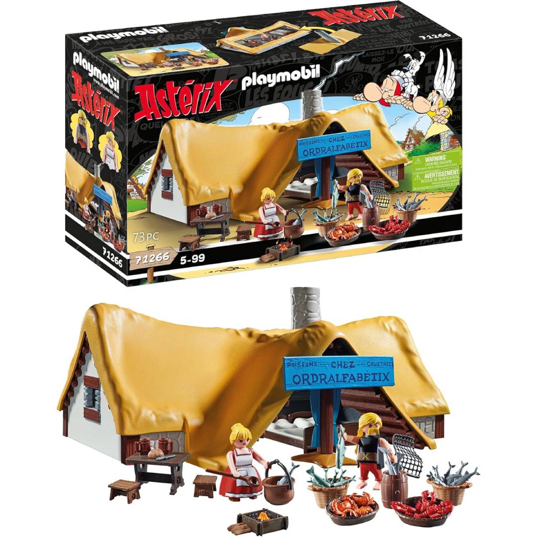 PLAYMOBIL Asterix 71266 Hütte des Verleihnix, Fishmonger Rental Mix and His Wife Jellosubmarine Toy for Children from 5 Years
