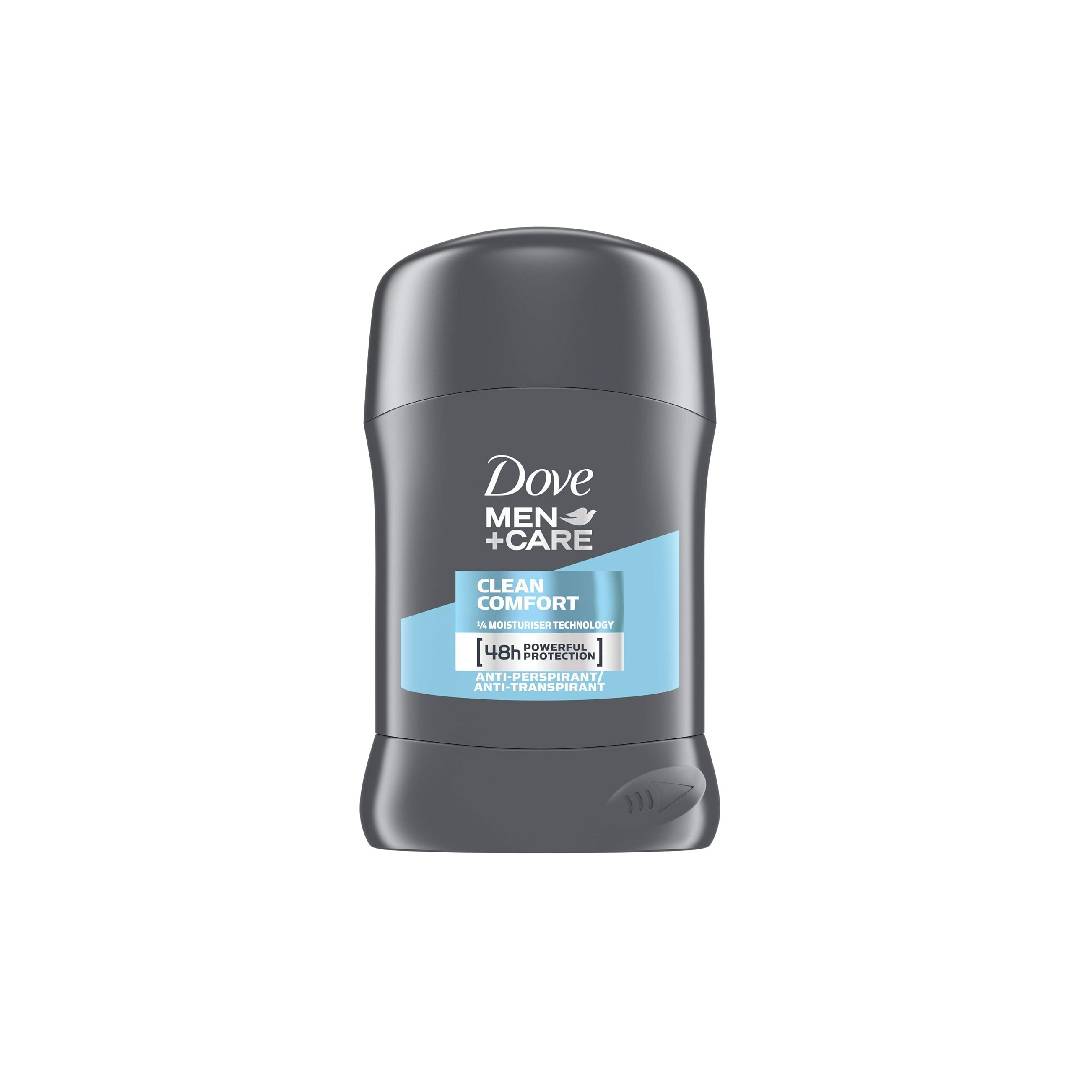Dove for Men Plus Care Clean Comfort Stick Antiperspirant/Deodorant, 50 ml, Pack of 6