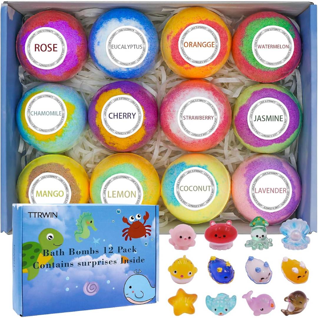12 pcs TTRWIN Bath Bomb Gift Set,with Surprise Toys Inside