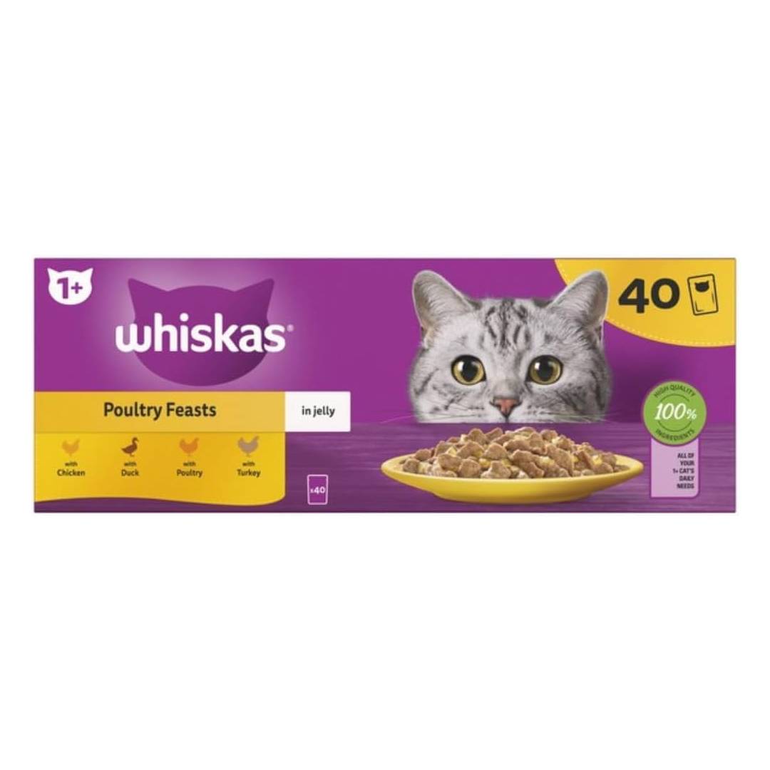 Whiskas 1+ Adult Poultry Selection in Jelly 40 Pouches