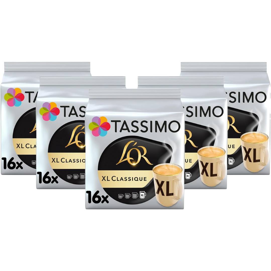 Tassimo L'OR XL Classique Coffee Pods x16 (Pack of 5, Total 80 Drinks)